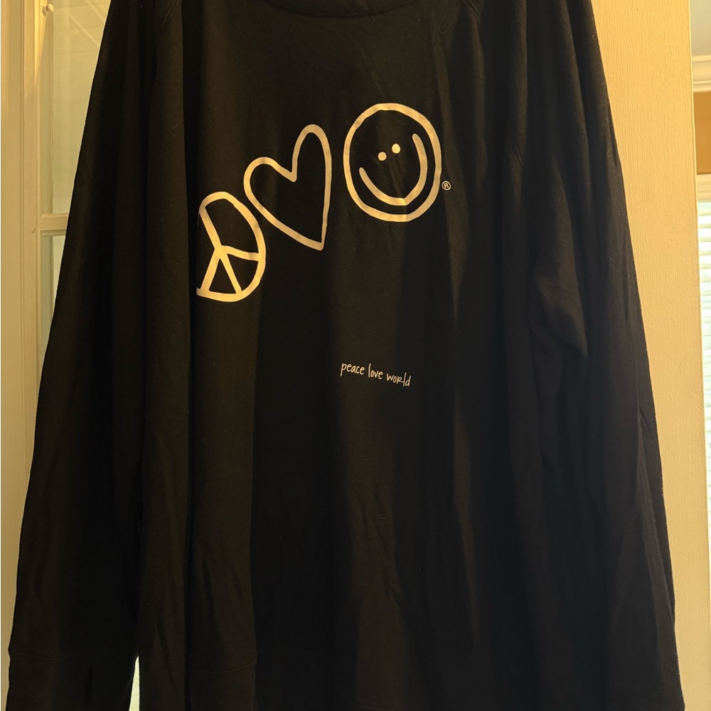 Peace Love World Black Long Sleeve Shirt